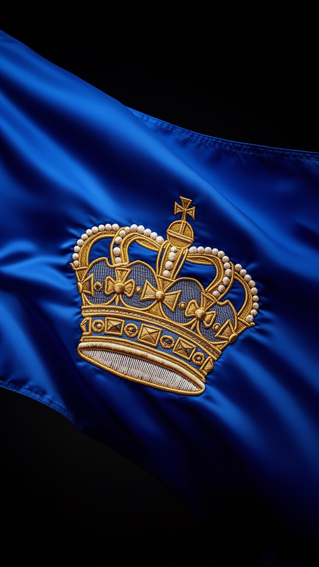 Ceremonieel kroonvaandel voor defensie met geborduurde kroon en franjes